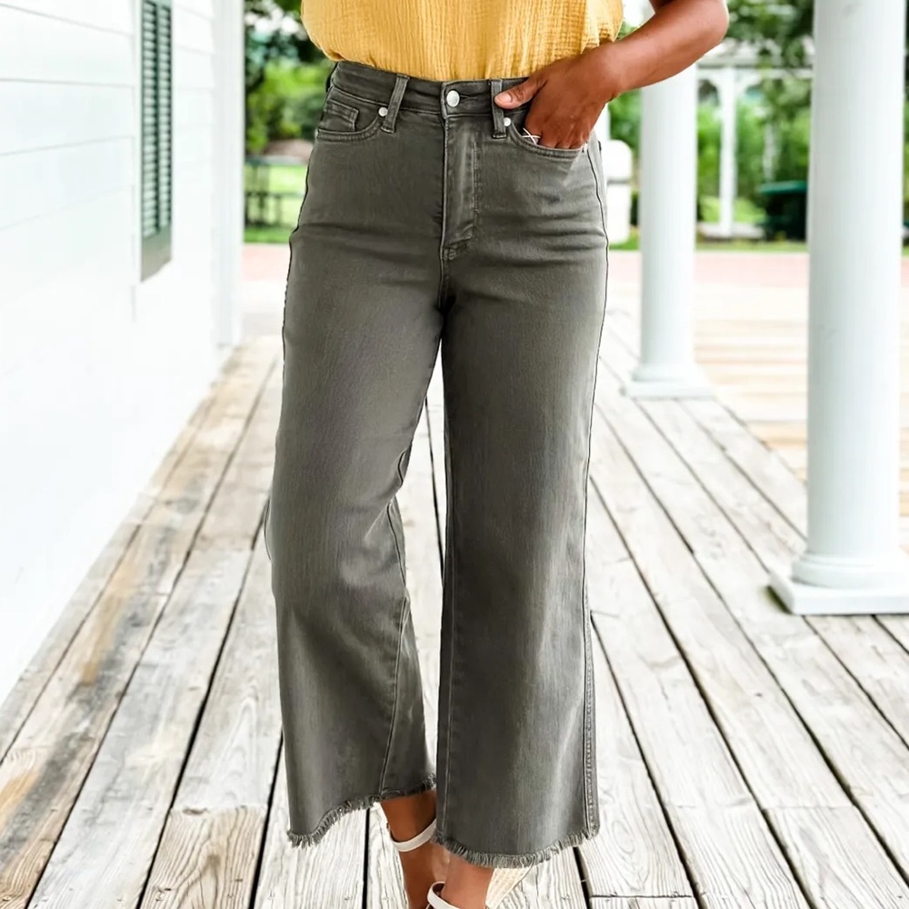 Judy Blue Garment Dyed Wide Leg Crops
